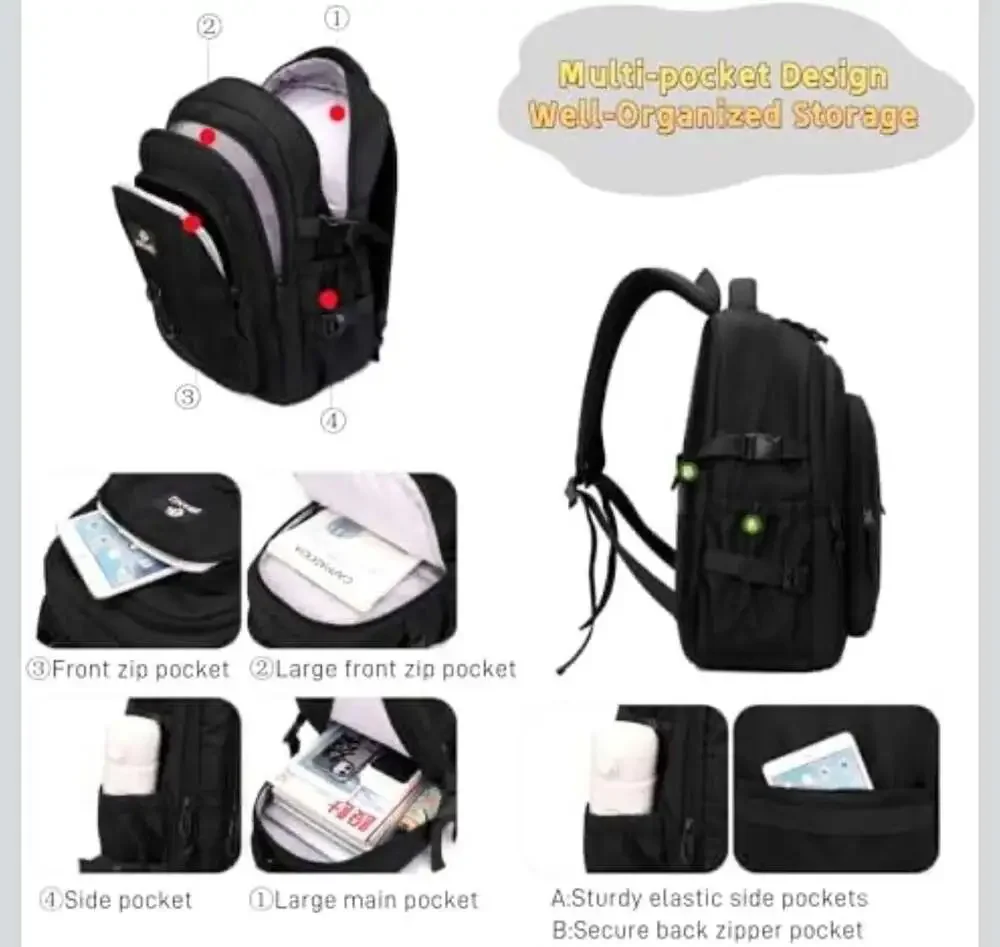 ZIRANU‎ Casual Water Resistant School Backpack for Teens Boys, 18.89